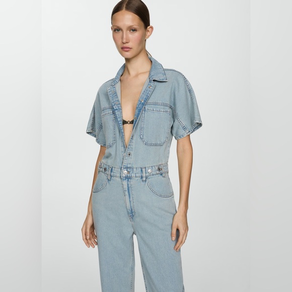 Mango Light Blue Denim Jumpsuit NWT - Picture 4 of 4